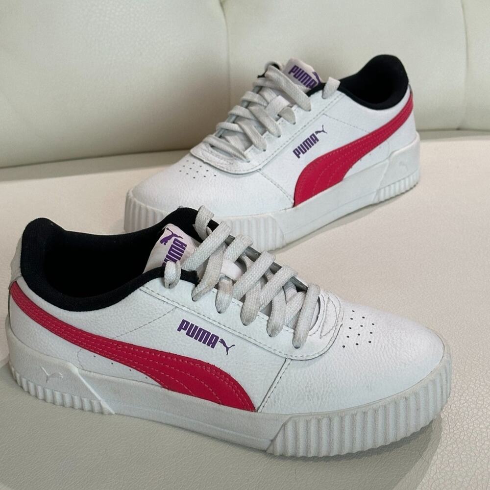 PUMA Women's Pink & White Sneakers - Size 6